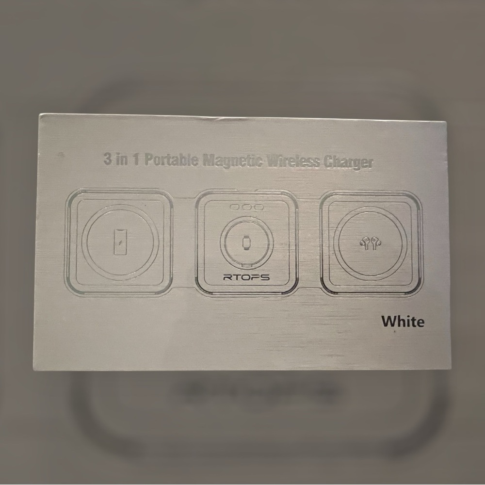White 3 in 1 Portable Magnetic Wireless Charger
